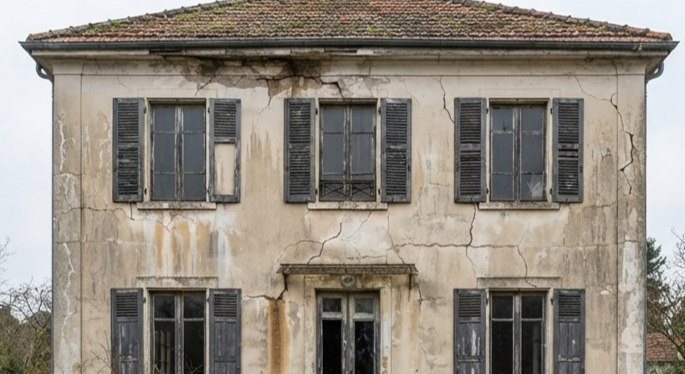 Mur ancien en pisé avant application de l'enduit